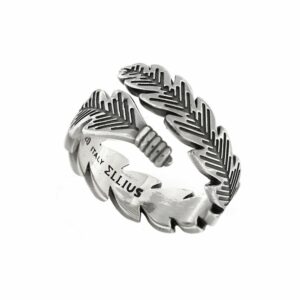 Anello Foglia Alloro Argento Invecchiato