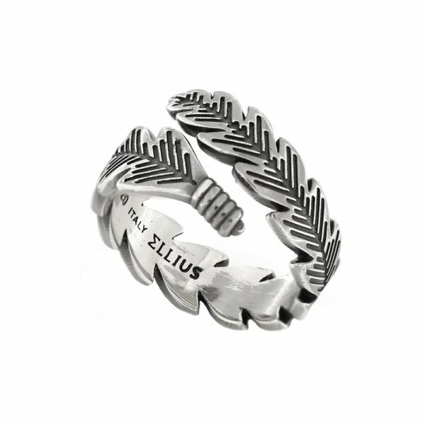 Anello Foglia Alloro Argento Invecchiato