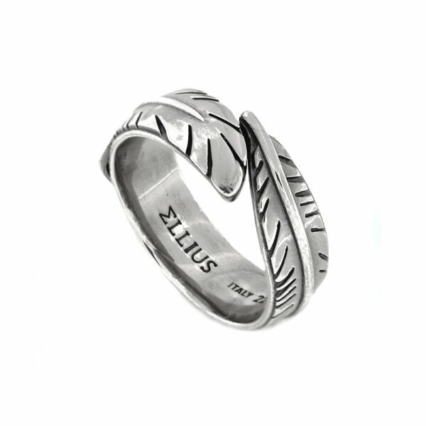 Anello Piuma Aquila Argento Aperto