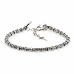 Male Column Carabiner Bracelet in Aged Silver