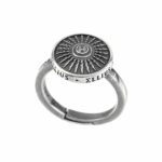 Anello Scudo Argento Invecchiato Pietra Bianca