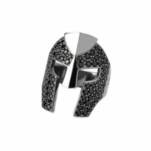 Anello Elmo Pietre Nere