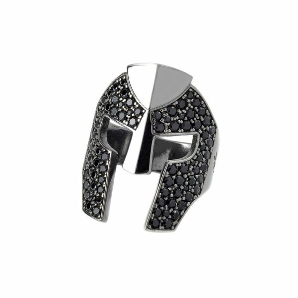Anello Elmo Pietre Nere