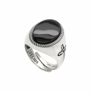 Anello Gemma Ovale Argento Invecchiato
