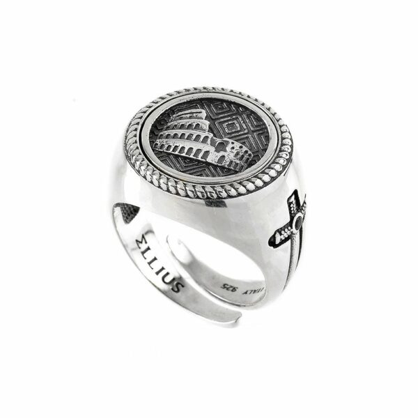 Anello Pastiglia Colosseo Argento Uomo Donna