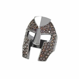 Anello Elmo Gladiatore Pietre Marroni