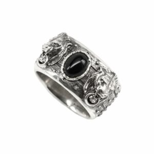 Anello Porta Romana Due Leoni Argento Uomo