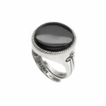 Anello Gemma Circolare Argento Invecchiato