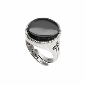 Anello Gemma Circolare Argento Invecchiato
