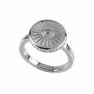Clipeo Shield Ring in Rhodium with Zirconia White