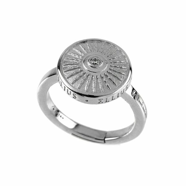 Clipeo Shield Ring in Rhodium with Zirconia White