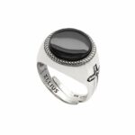 Round Gem Ring Aged Silver