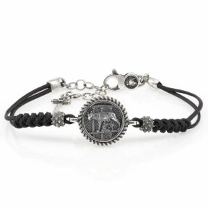 Bracciale Argento Cordino Nero Lupa Capitolina