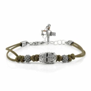 Knight Helmet Smooth Bracelet Green Lanyard