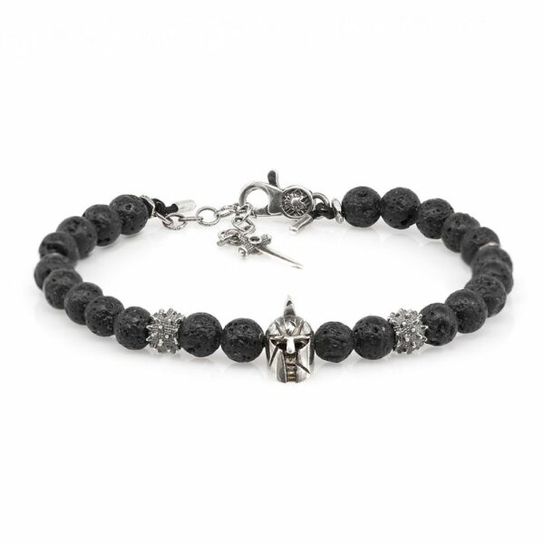 Bracciale Elmo Gladiatore Argento Pietra Lavica Piccolo