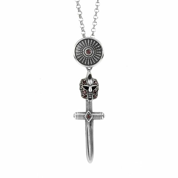 Female Gladiator Armor Necklace Brown Stones