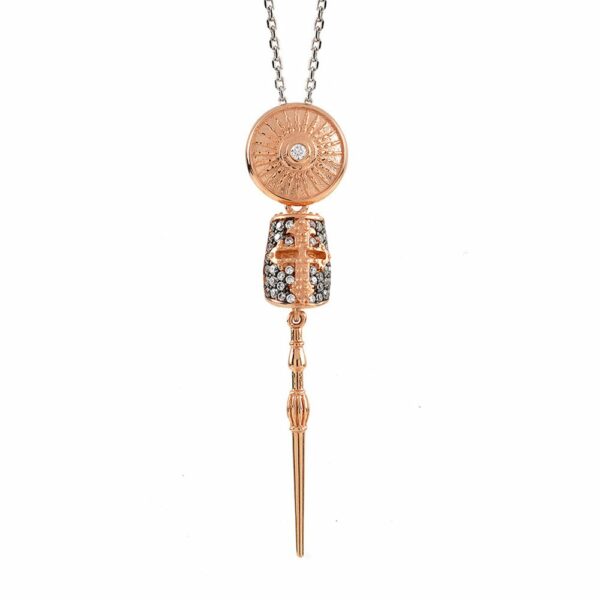 Collana Cavaliere Donna Elmo Pietre Bianche Rosè