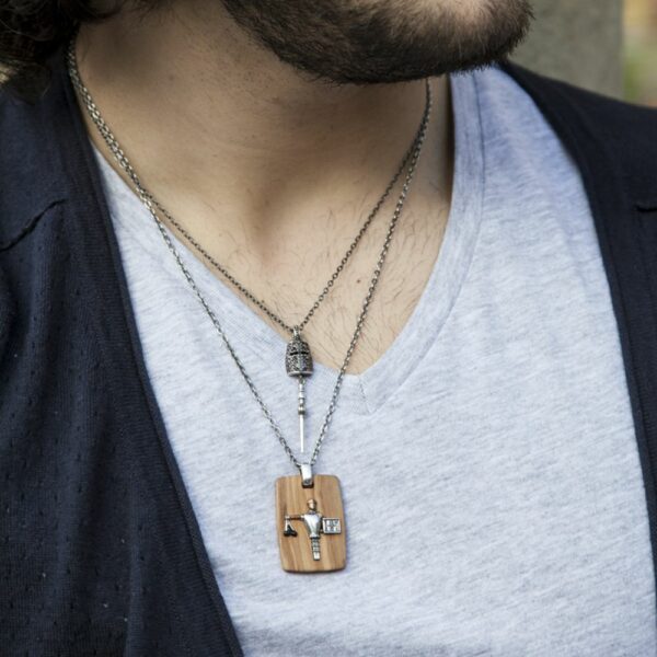 Indossato Collana Cavaliere Pietre Argento