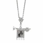 Clarion of the Musicians Necklace Rhodium White Stones