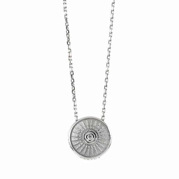 Clipeo Shield Necklace Rhodium