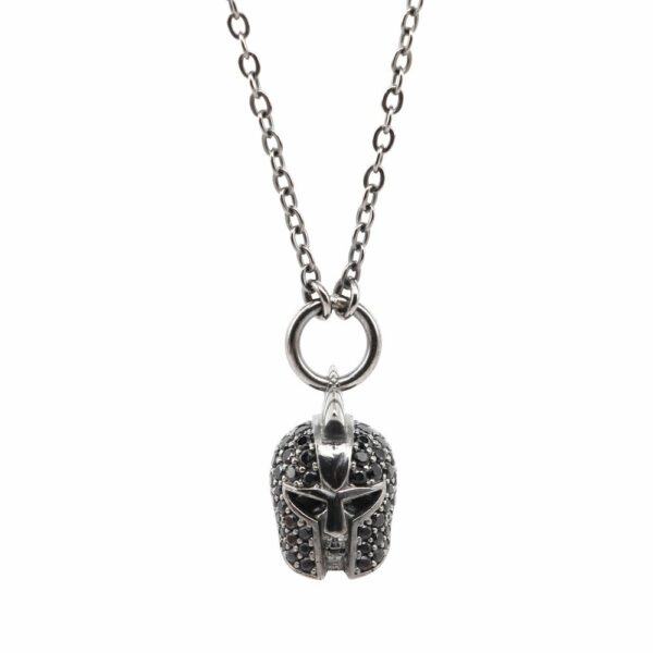 Gladiator Helmet Necklace Black Stones