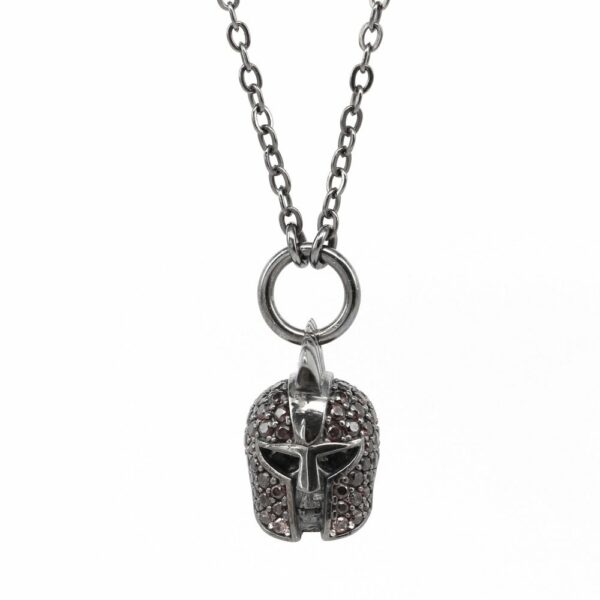 Gladiator Helmet Necklace Brown Stones