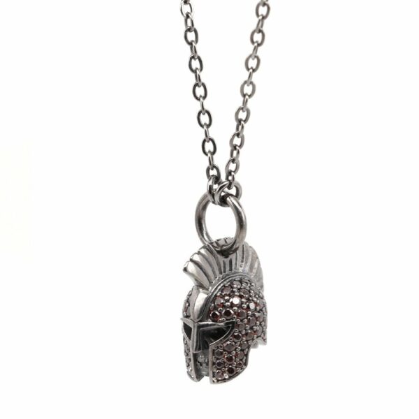 Gladiator Helmet Necklace Brown Stones