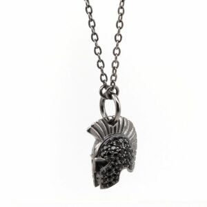Collana Elmo Gladiatore Pietre Nere Dettaglio