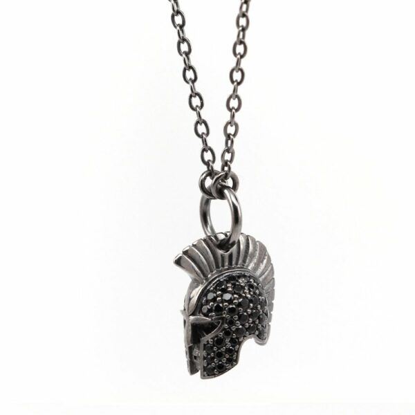 Gladiator Helmet Necklace Black Stones
