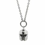 Collana Elmo Gladiatore Argento Pietre Bianche