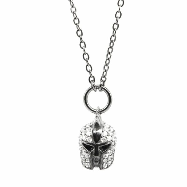 Gladiator Helmet Necklace White Stones