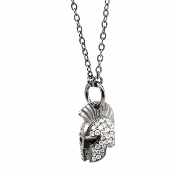 Gladiator Helmet Necklace White Stones