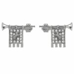 Clarions of Musicians Lobe Earrings in Rhodium