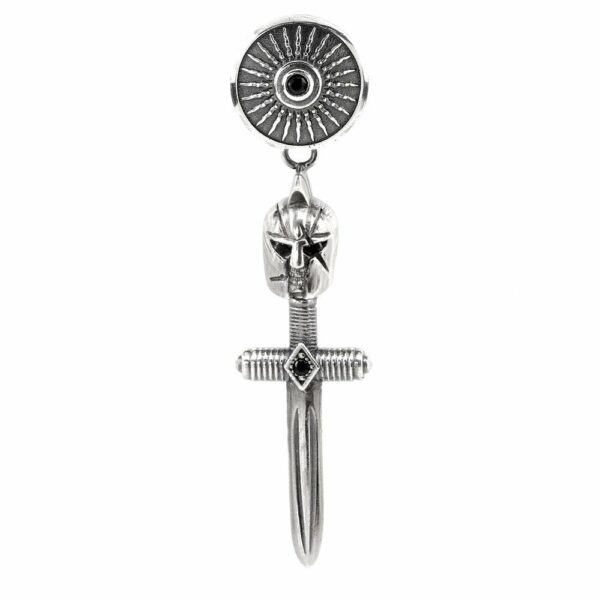 Orecchini Armatura Gladiatore Uomo Scudo Pietra Nera