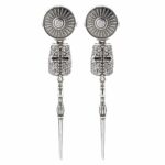 Golden Lance Symmetrical Earrings Stones White