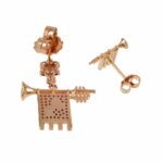 Clarions of Musicians Asymmetrical Earrings in Rose Back