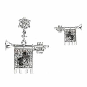 Orecchini Chiarine Musici Asimmetrici Pietre Bianche