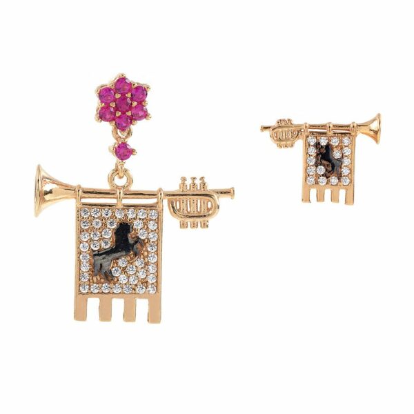 Orecchini Chiarine Musici Asimmetrici Pietre Ruby