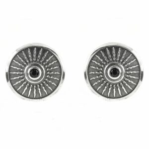 Orecchini Scudo Pietre Nere Argento Invecchiato