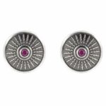 Orecchini Scudo Pietre Ruby Argento Invecchiato