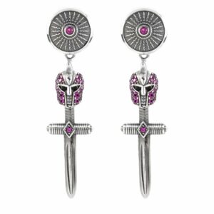 Orecchini Simmetrici Pietre Ruby Argento