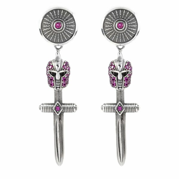 Orecchini Simmetrici Pietre Ruby Argento