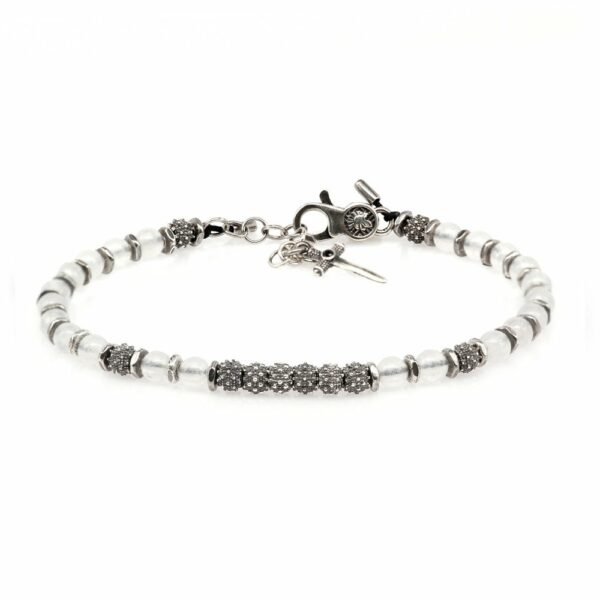 Bracciale Stella Mattino Argento Pietra Giada Bianca