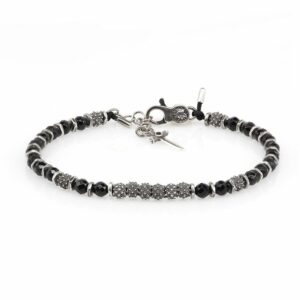 Bracciale Uomo Argento Stella Del Mattino Agata Nera