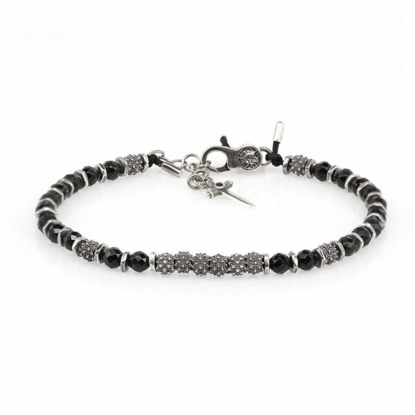 Bracciale Uomo Argento Stella Del Mattino Agata Nera
