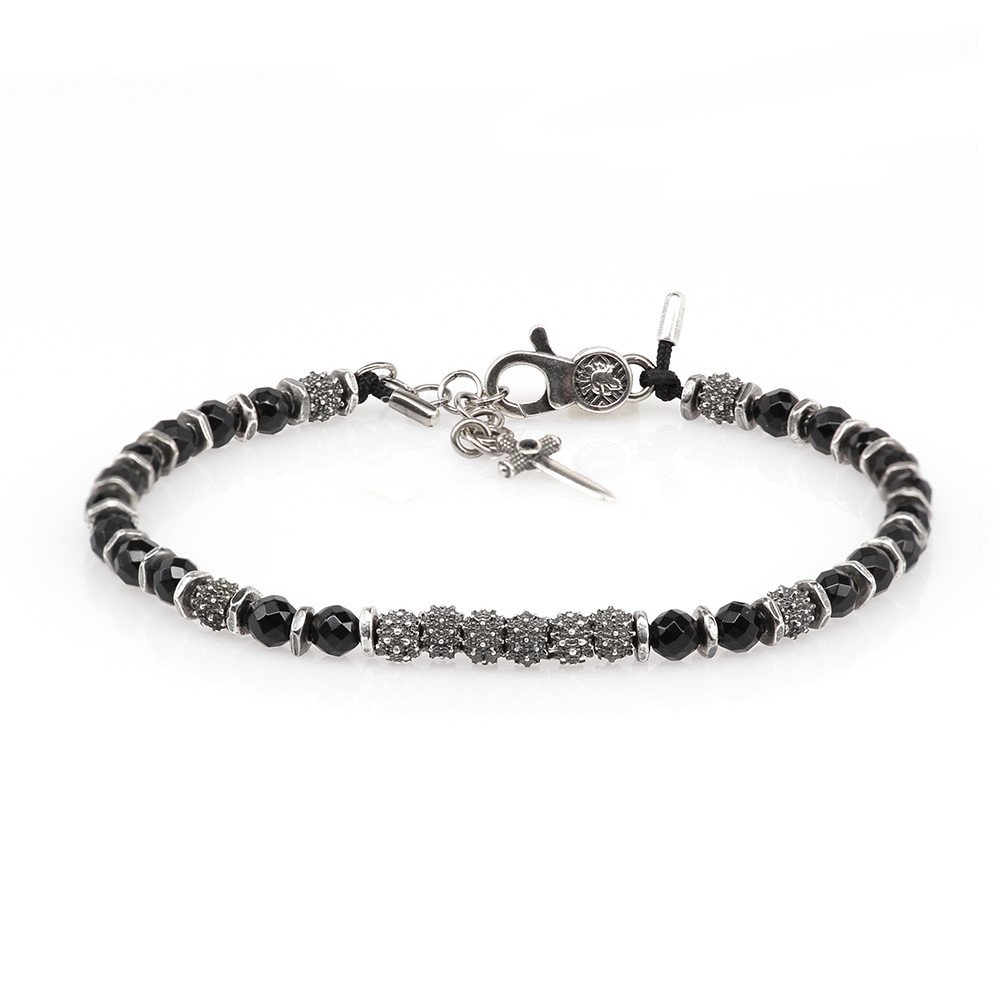 Bracciale Uomo Argento Stella Del Mattino Agata Nera