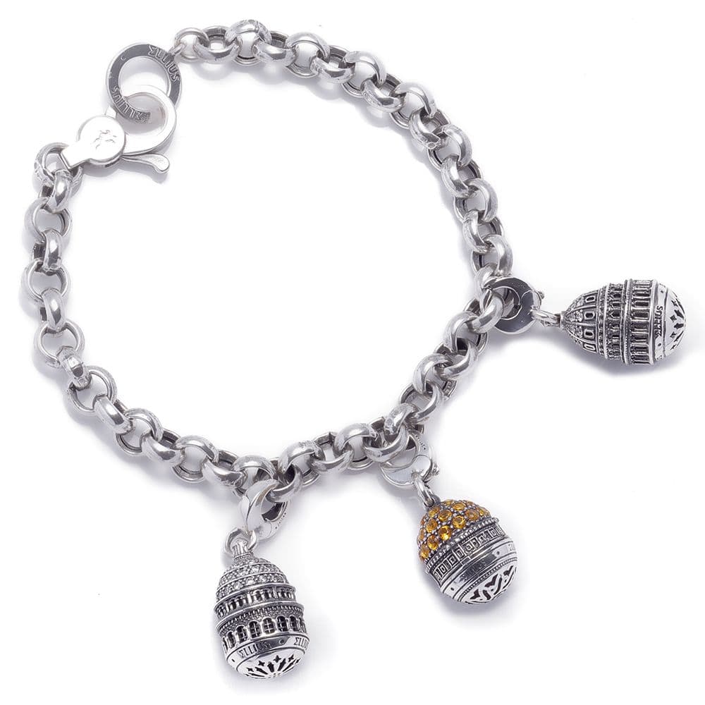 Bracciale componibile morbido con charms Cupola in argento