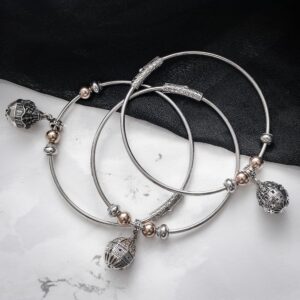 Bracciale componibile rigido con charms Cupola in argento