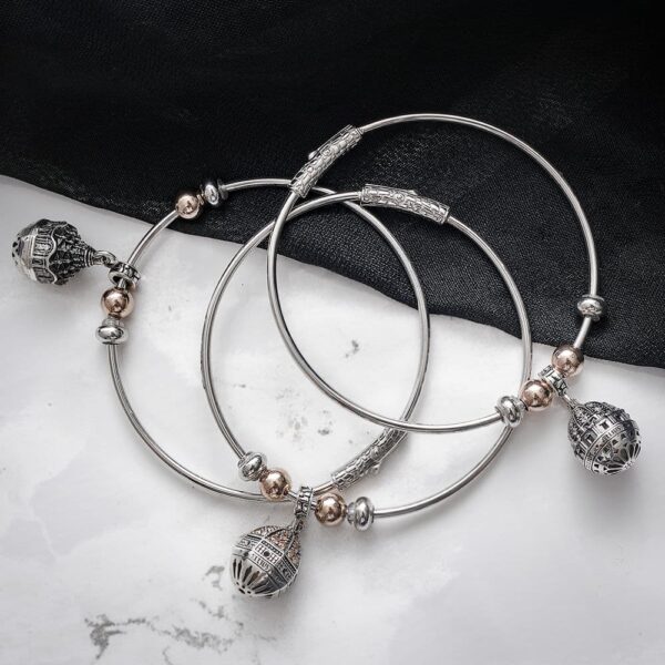 Bracciale componibile rigido con charms Cupola in argento
