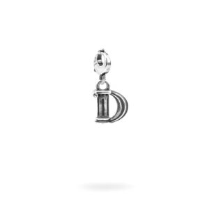Charm Lettera D Moschettone Argento